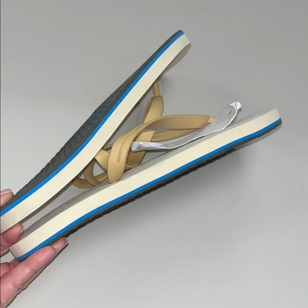 Romes NWT Beige and Blue Men's Flip-Flops Size 13